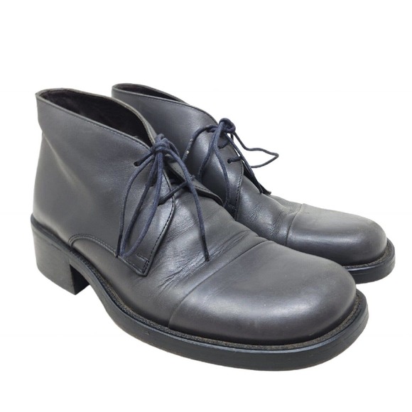 Kenneth Cole Other - Kenneth Cole Mens Boots Vtg 90s Gray Leather Cap Toe Lace Up Chunky Italy Sz 7.5